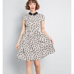 ModCloth Novelty‎ Black Cat Halloween Dress | Gray | SZ L